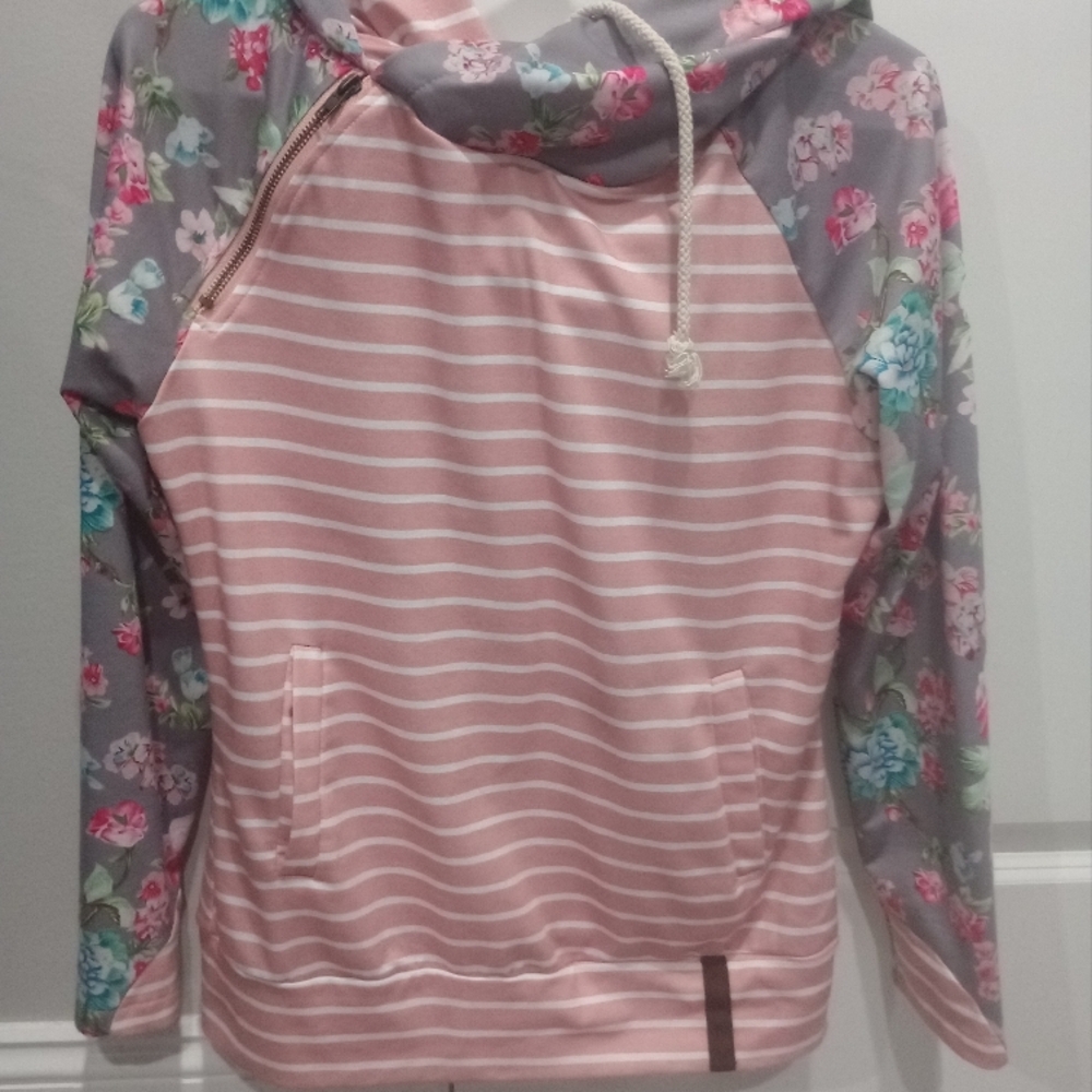 Floral and Striped Hoodie